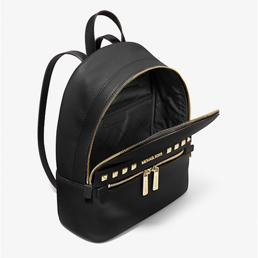 Michael Kors Black and Gold Studded Backpack - Picture 2 of 11